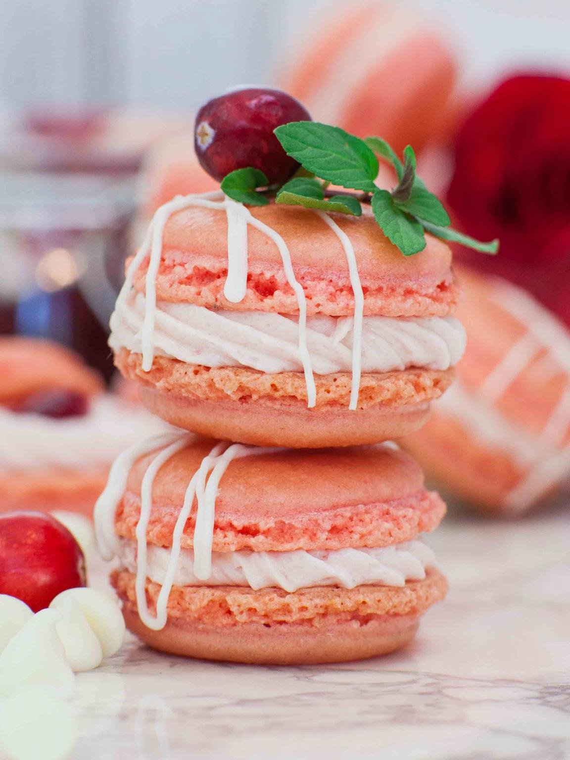 Cranberry White Chocolate Macarons Momsdish