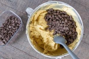 chocolate chips and cookie batter