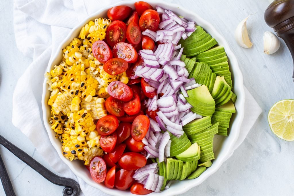 Corn Tomato Avocado Salad in a bowl