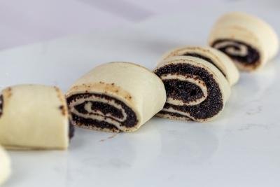 Rolled up dough with poppy seed filling
