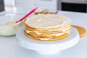 Honey cake layers with cream in between