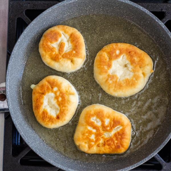 Piroshki in a frying pan