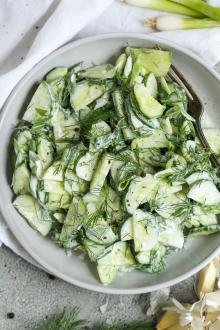 Plate with Creamy Cucumber Salad