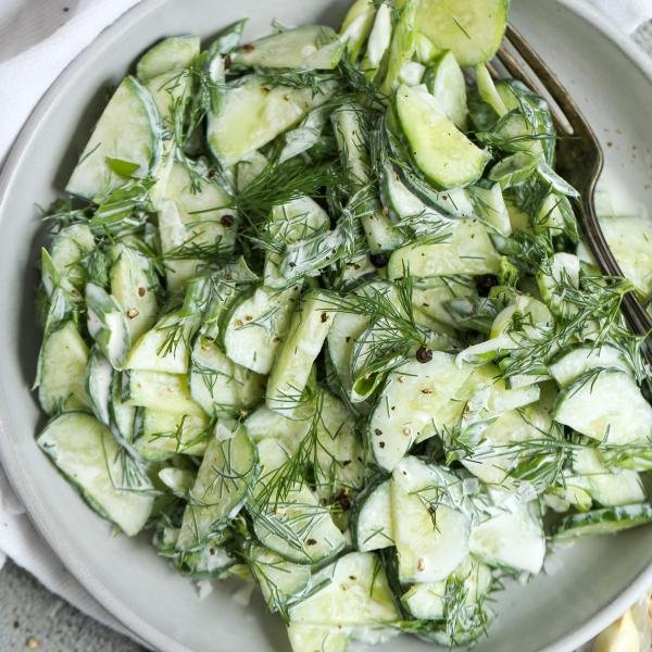 Plate with Creamy Cucumber Salad