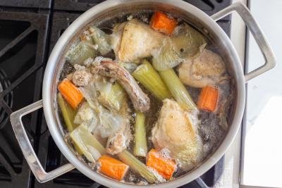 Chicken and veggies in a pot