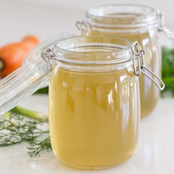 Homemade Chicken Broth in a jar