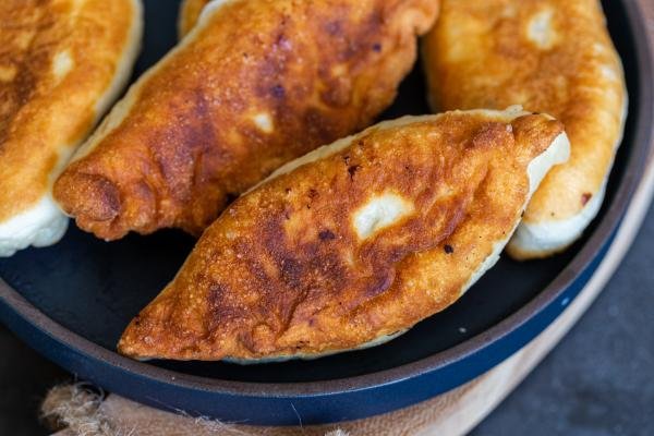 Friend fruit piroshki in a plate