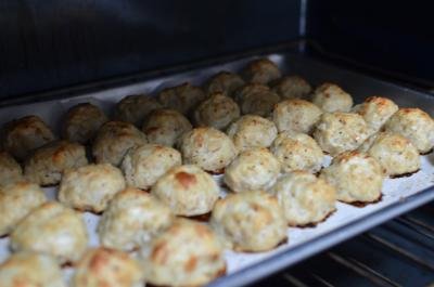 Oatmeal Meatballs on a baking pan in the oven