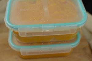 Pumpkin Puree distributed into 2 plastic tupperware