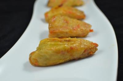Cabbage Rolls in a row on a plate