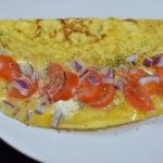 Tomato Three Cheese Omelet on a plate