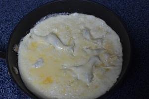 Eggs cooking on a skillet