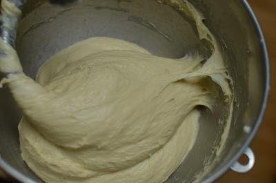 Russian Bulochki Knot dough in a mixing bowl