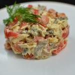 Mushroom Bell Pepper Salad on a plate