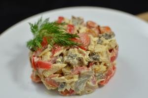 Mushroom Bell Pepper Salad on a plate