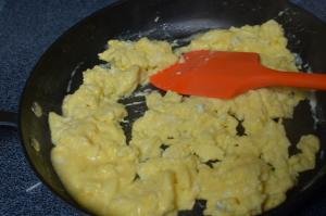 Eggs being cooked on a skillet