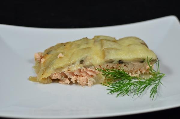 Salmon Mushroom Bake on a plate