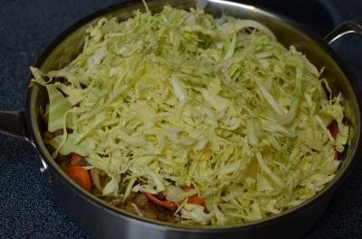 Cabbage in a deep skillet