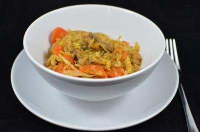 Stewed Cabbage with Meat in a bowl