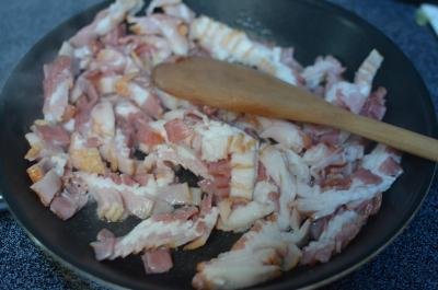 Bacon frying on a skillet