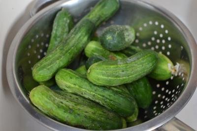 Cucumbers in a strainer