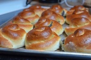 Poppy Seed Buns on a baking sheet lined with parchment paper
