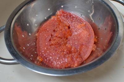 Caviar in a strainer
