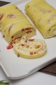 Omelette Rolls on a serving tray
