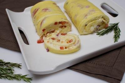 Omelette Rolls on a serving tray