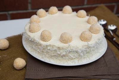 Ferrero Raffaello Cake on a plate