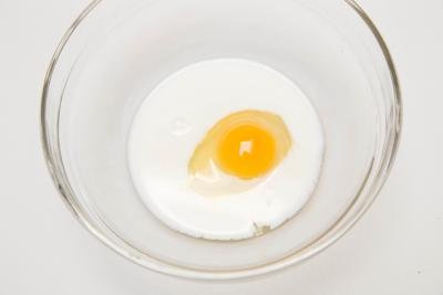 Egg and milk in a bowl