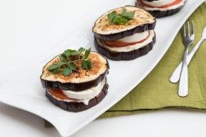 Eggplant Sandwiches on a long plate