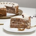 Chocolate-honey Layer Cake slice on a plate