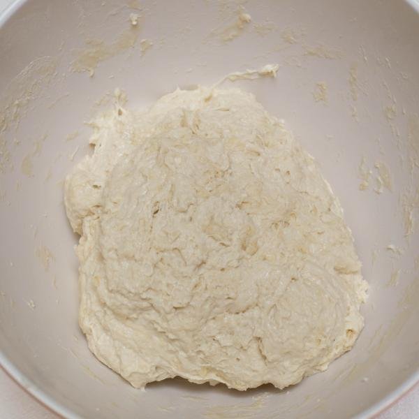 Pizza dough in a large bowl