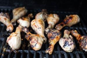 Chicken drumsticks on the grill