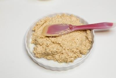 Batter mixture spread on a baking pan