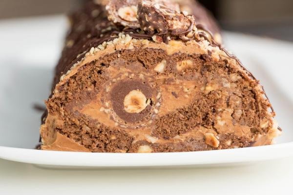 Ferrero Rocher Cake Roll side view