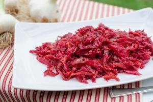 Pickled Cabbage and Beets on a plate