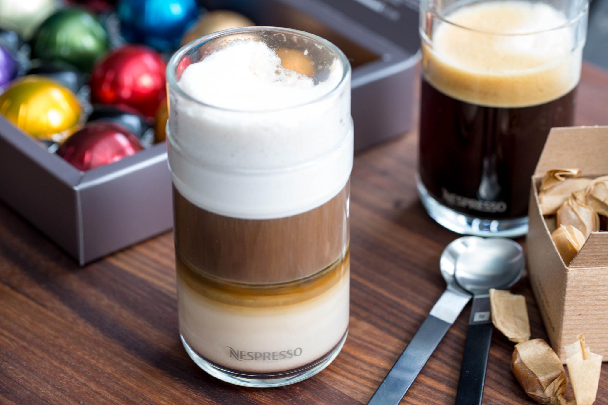 Latte with Nespresso (Caramel and Chocolate) Momsdish