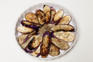 fried eggplant slices on a dish