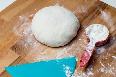 pizza dough ready for garlic knots recipe