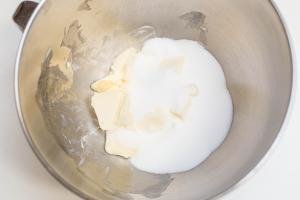 Butter and sugar in a bowl