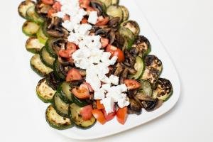 Zucchini Mushroom Salad laid out on plate