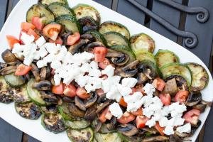 Zucchini Mushroom Salad laid out on plate