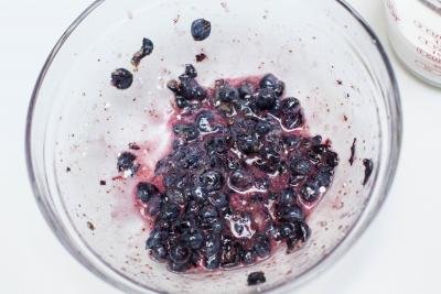Crushed blueberries in a bowl