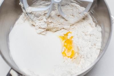Dough mixture in a KitchenAid mixer