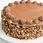 Ferrero Rocher Cake on a cake platter