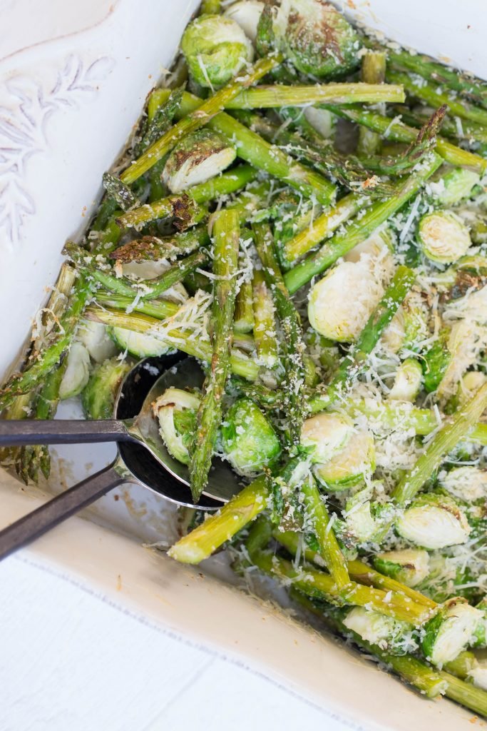 Parmesan Panko Roasted Veggies in a baking dish