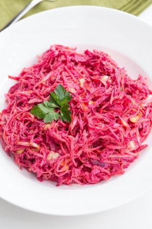 Beet Carrot and Cabbage Salad in a plate