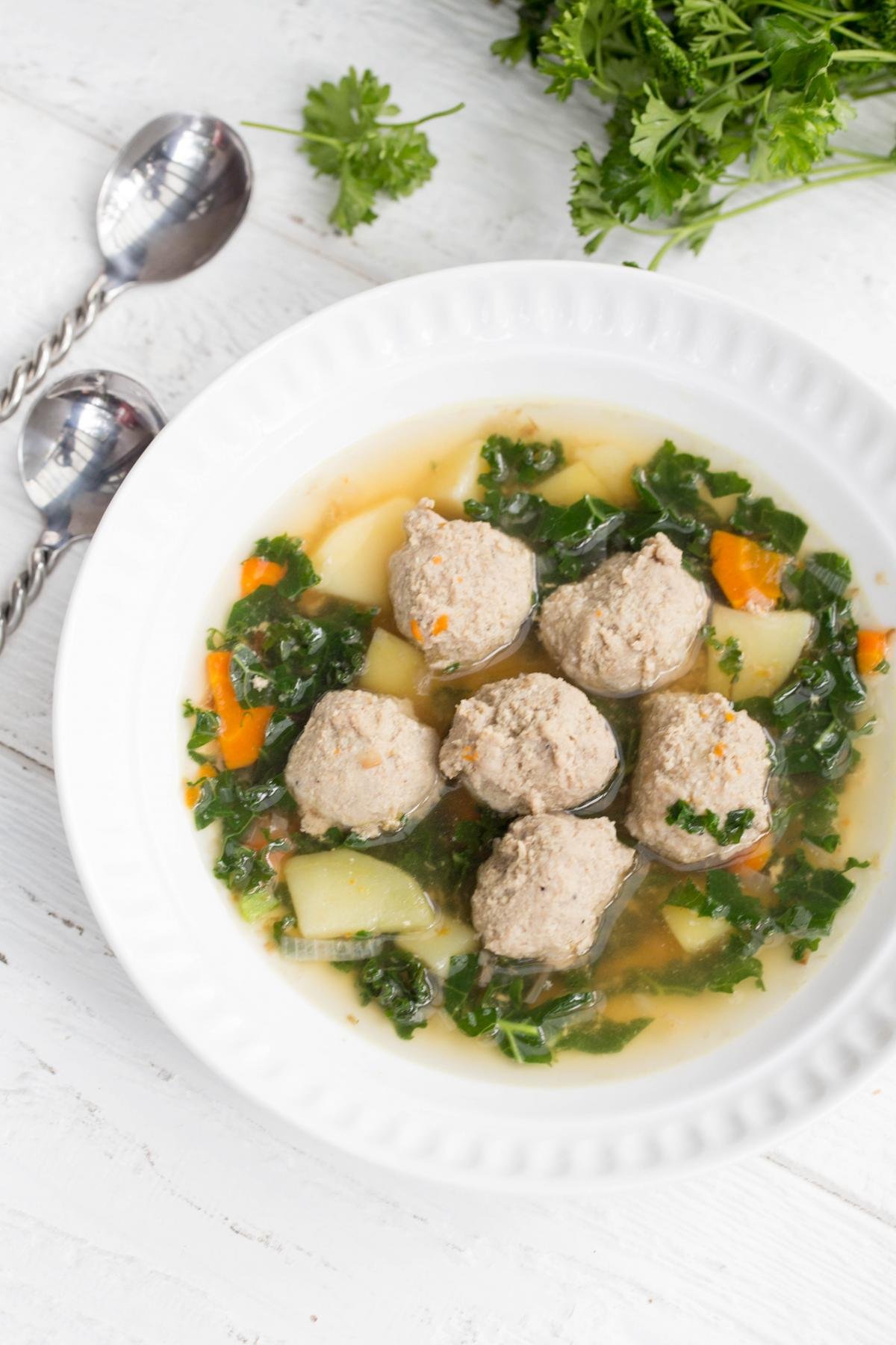 Meatball Kale Soup Recipe Momsdish